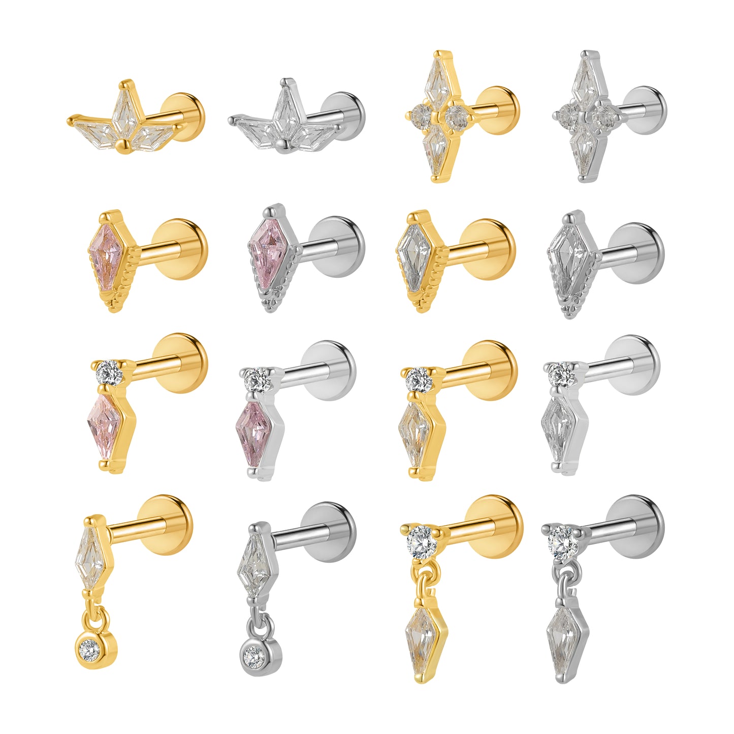 Flat Back Labret-Surgcal steel bar plus brass top