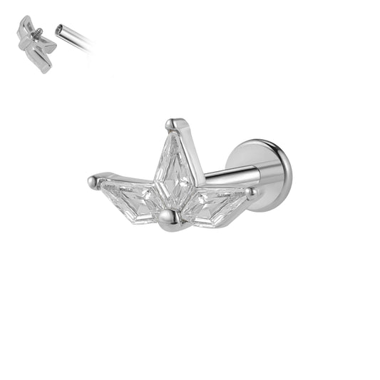 Flat Back Labret-Surgical steel bar plus brass top
